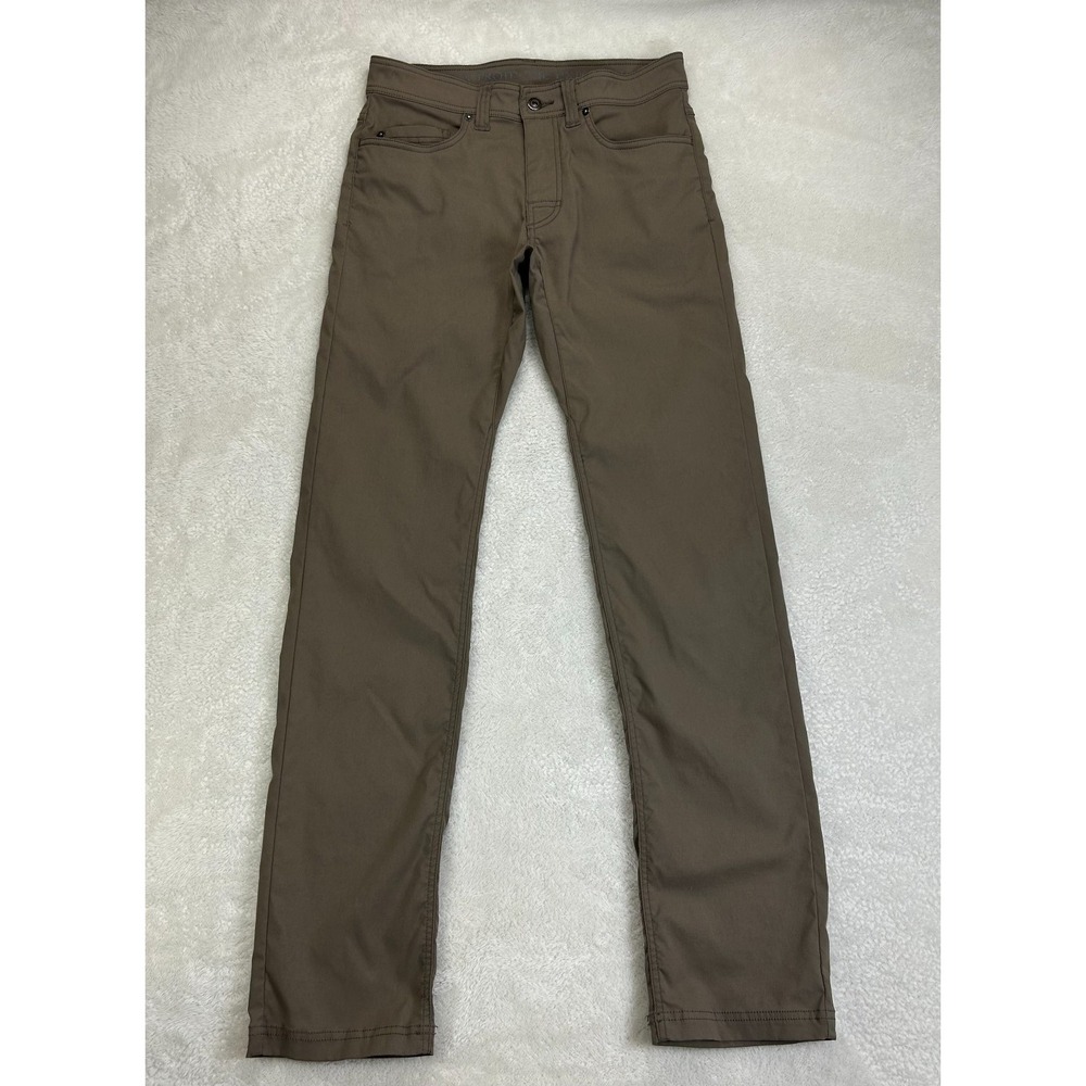 Prana Brion Chino Pants Mens 28x34 Khaki Brown Slim Fit Breathe Low Rise Stretch